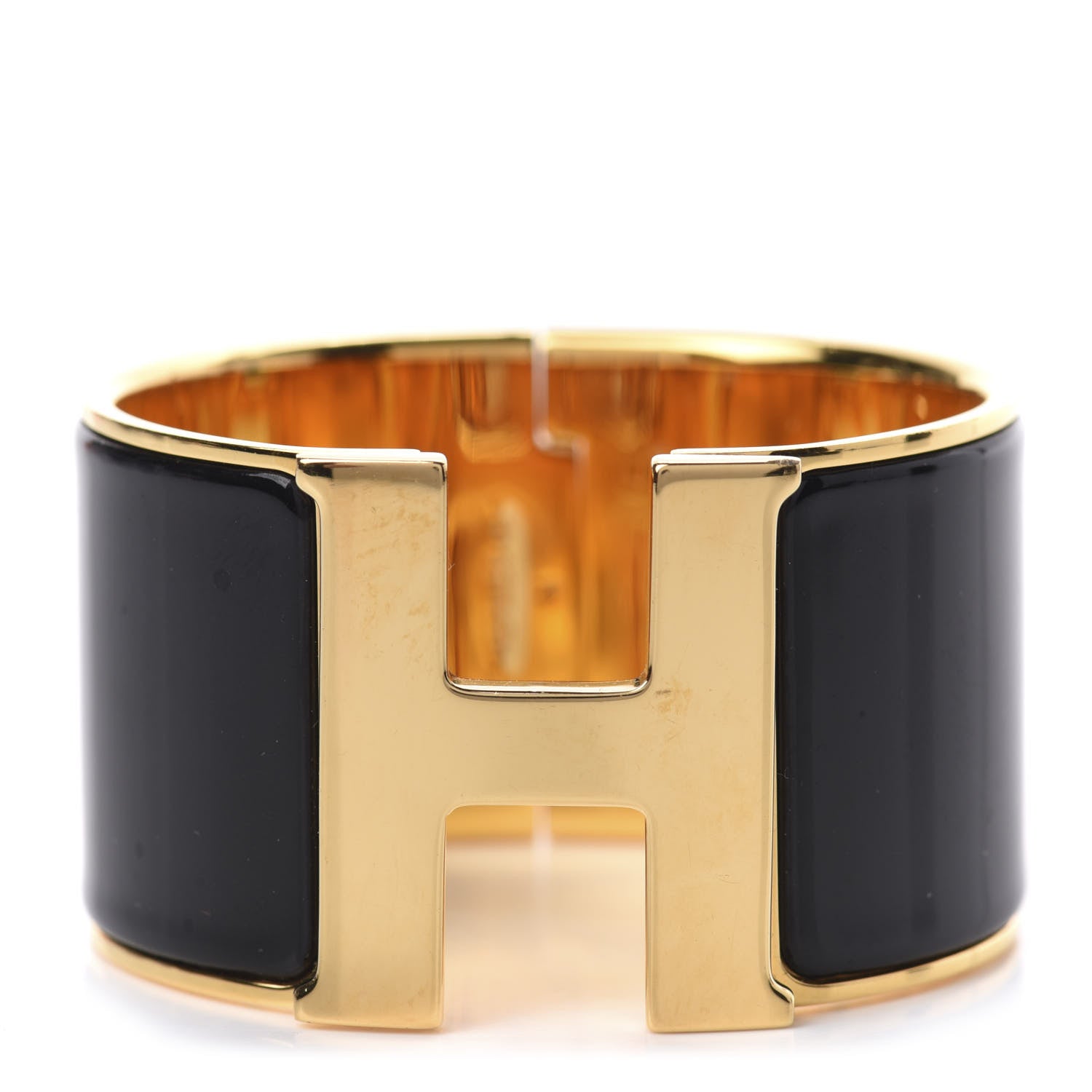 Hermes Enamel Extra Wide Clic Clac H Bracelet PM Black 1 of 4