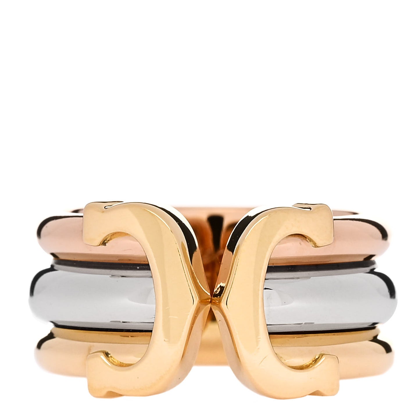 18K Pink Yellow White Gold C De Cartier Ring 48 4.5