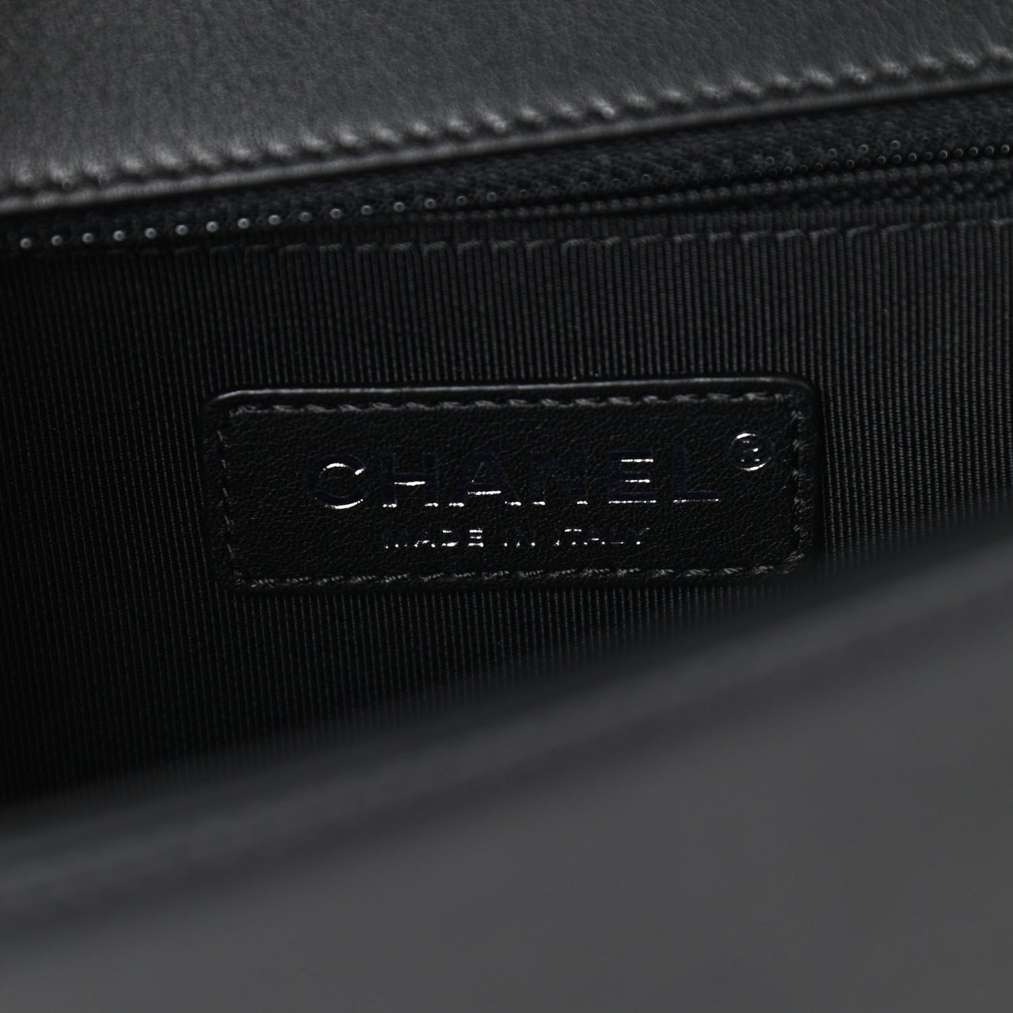 Calfskin Chevron Quilted Medium Boy Flap Black