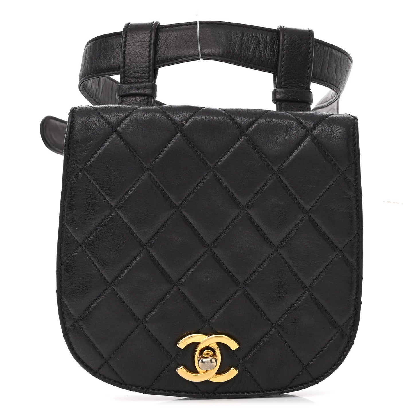 Lambskin Quilted Flap Waist Belt Bag 75 30 Black