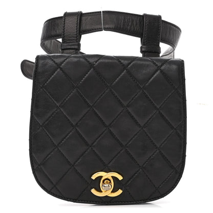 Chanel Lambskin Quilted Flap Waist Belt Bag 75 30 Black 1 of 12