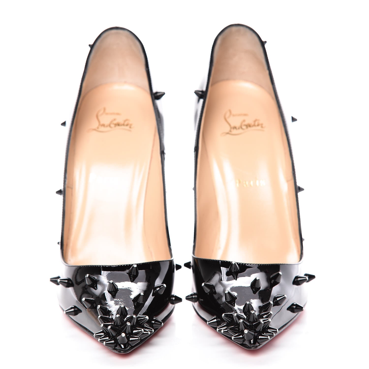Christian Louboutin Patent Diamond Spikes 120 Pumps 39 Black Crystal 2 of 14