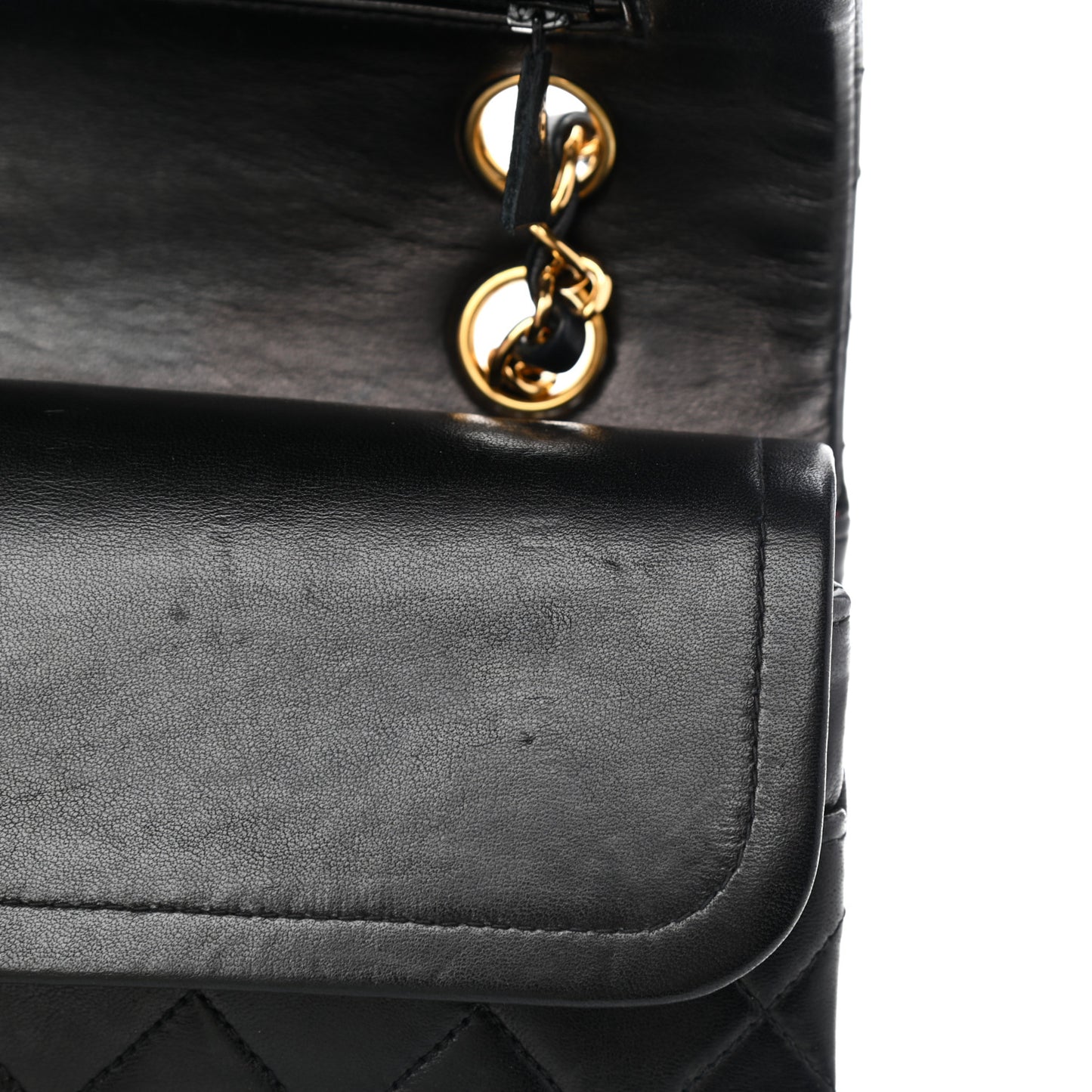 Lambskin Quilted Medium Double Flap Black