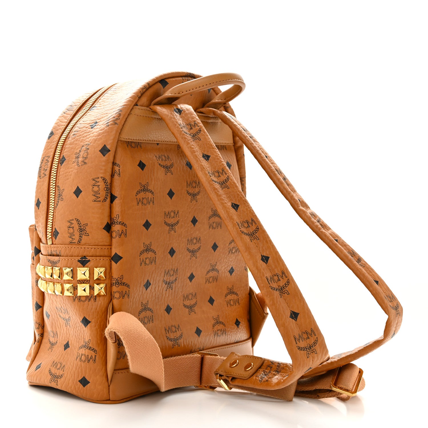 MCM Visetos Side Stud Mini Stark Backpack Cognac 3 of 9