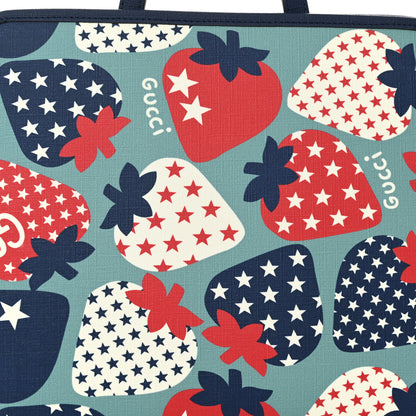Gucci Coated Canvas Strawberry Stars Childrens Tote Red White Blue 8 of 11