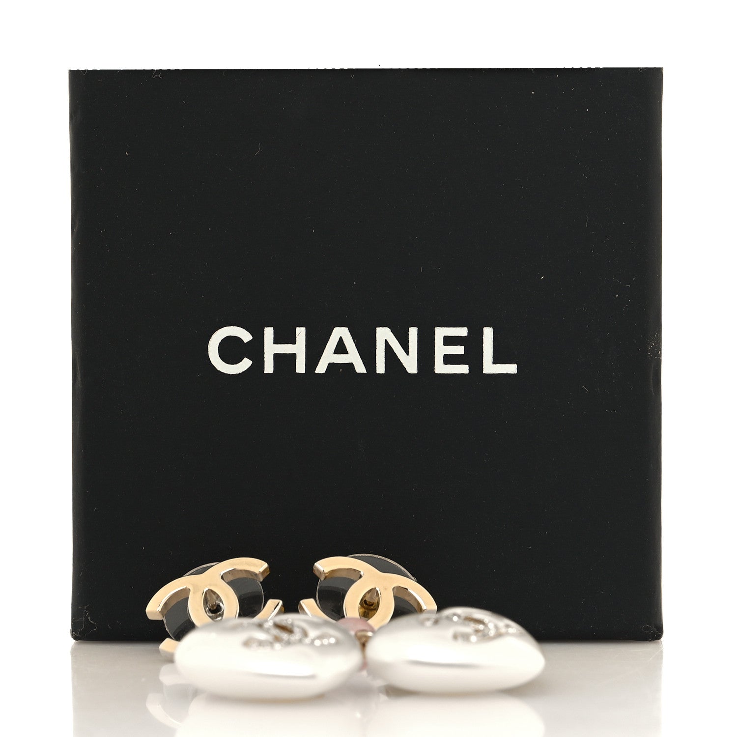 Chanel Metal Pearl Crystal Bead CC Heart Drop Earrings Pink Gold 5 of 5