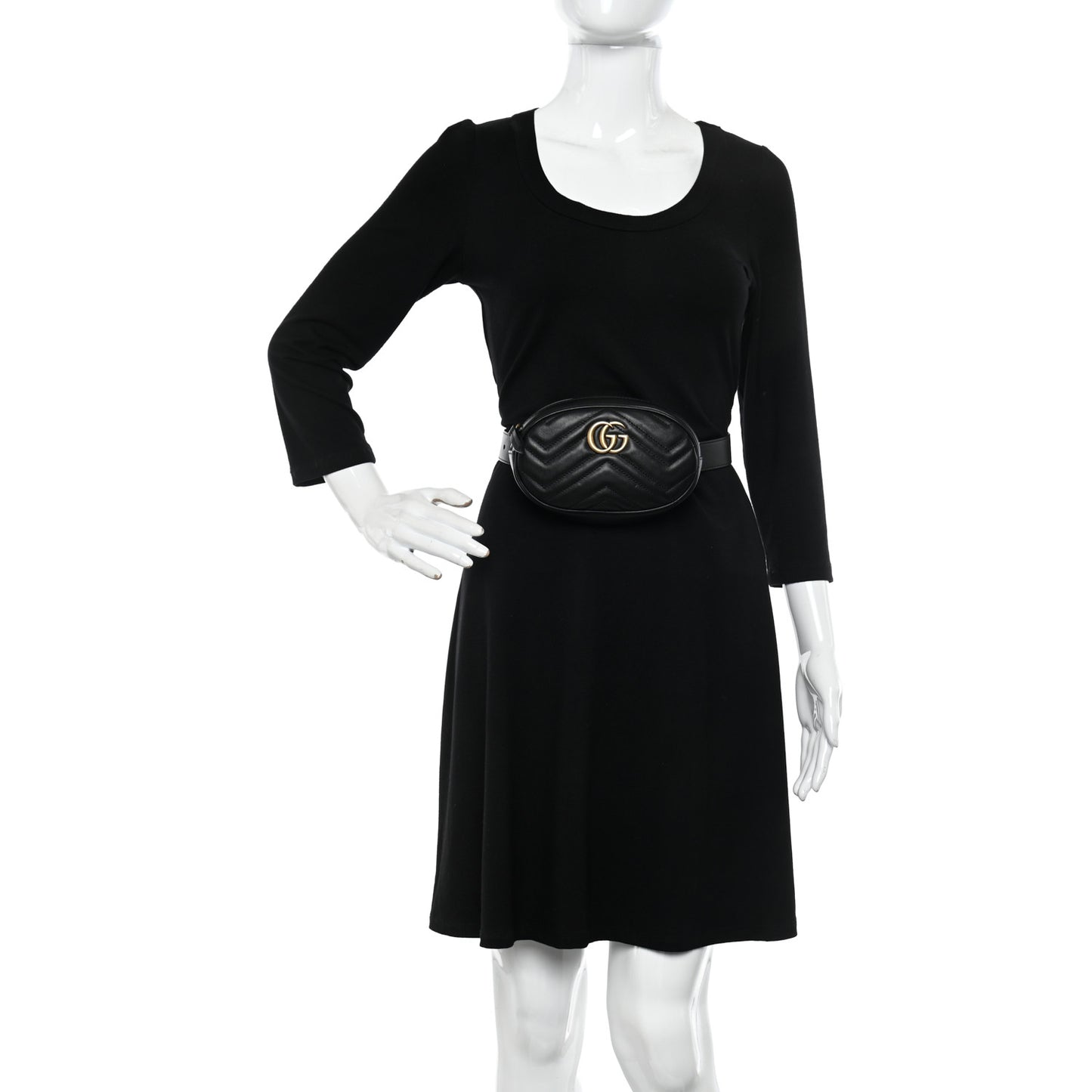 Calfskin Matelasse GG Marmont Belt Bag 75 30 Black