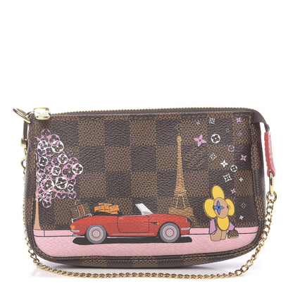 Louis Vuitton Damier Ebene 2019 Christmas Animation Mini Pochette Accessories Red 1 of 8