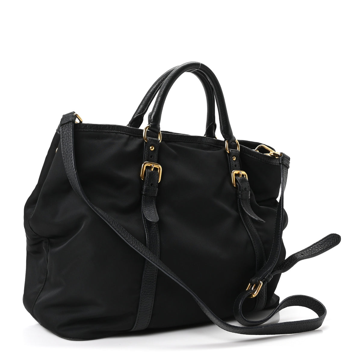 Tessuto Nylon Vitello Daino Tote Black