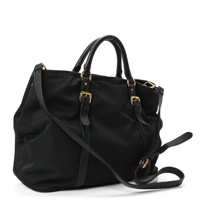 Prada Tessuto Nylon Vitello Daino Tote Black 3 of 11
