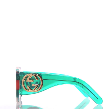 Gucci Acetate Round Frame Sunglasses GG0177S Green Red 2 of 6