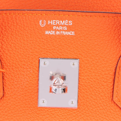 Hermes Togo Horseshoe Birkin 35 Orange Rouge Casaque 13 of 27