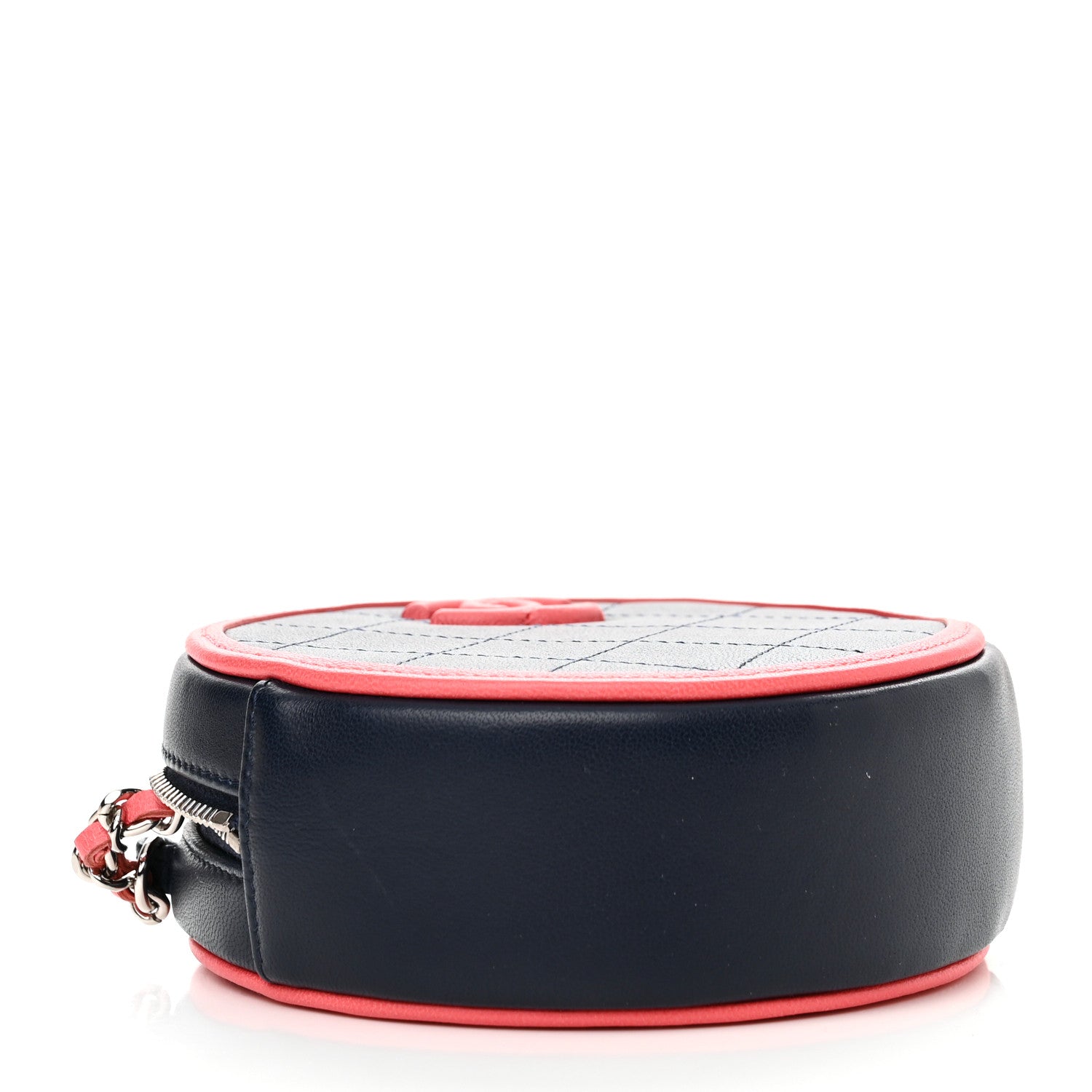 Chanel Lambskin Quilted Round Clutch With Chain Navy Pink 4 of 10