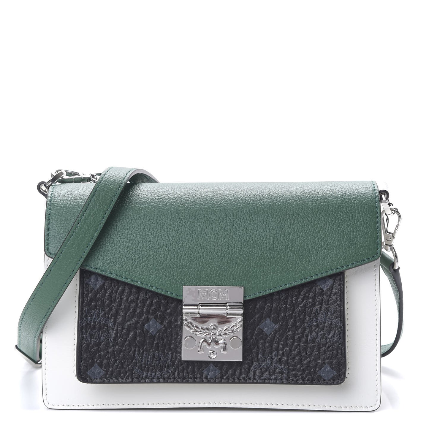 Calfskin Visetos Small Patricia Crossbody Bag Eden Black