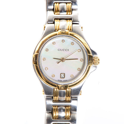 Gucci Stainless Steel Diamond Mother of Pearl 26mm 9040L Quartz Watch 1 of 6