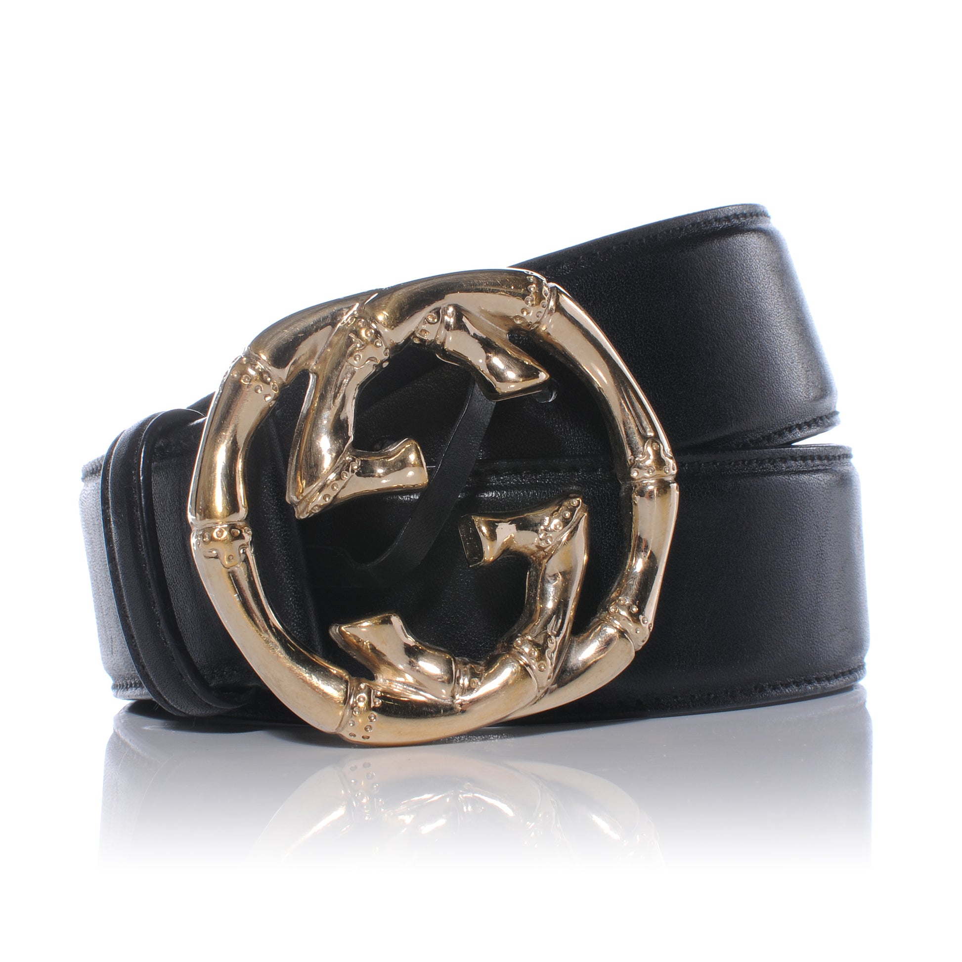 Gucci Leather Bamboo GG Buckle Belt 80 32 Black 7 of 7