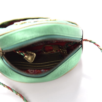 Gucci Laminated Nappa Trapuntata Mini Zumi Dome Shoulder Bag Rosso Jasmine Green Rame 5 of 10