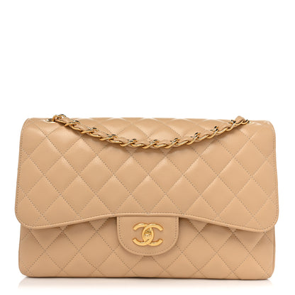 Chanel Caviar Quilted Jumbo Double Flap Beige 1 of 14