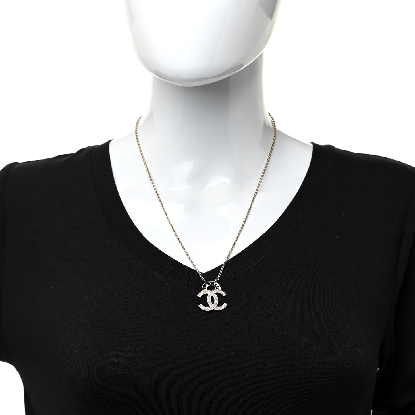 Crystal CC Logo Necklace Gold