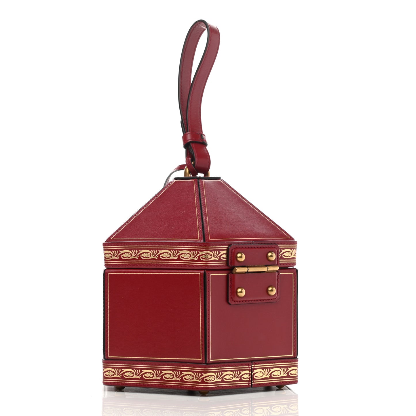 Calfskin Hexagon GG Torchon Key Box Bag New Cherry Red Oro