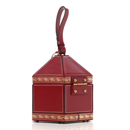 Gucci Calfskin Hexagon GG Torchon Key Box Bag New Cherry Red Oro 3 of 13