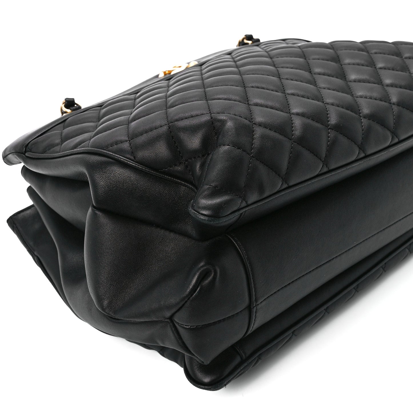 Lambskin Quilted Coco Vintage Tote Black
