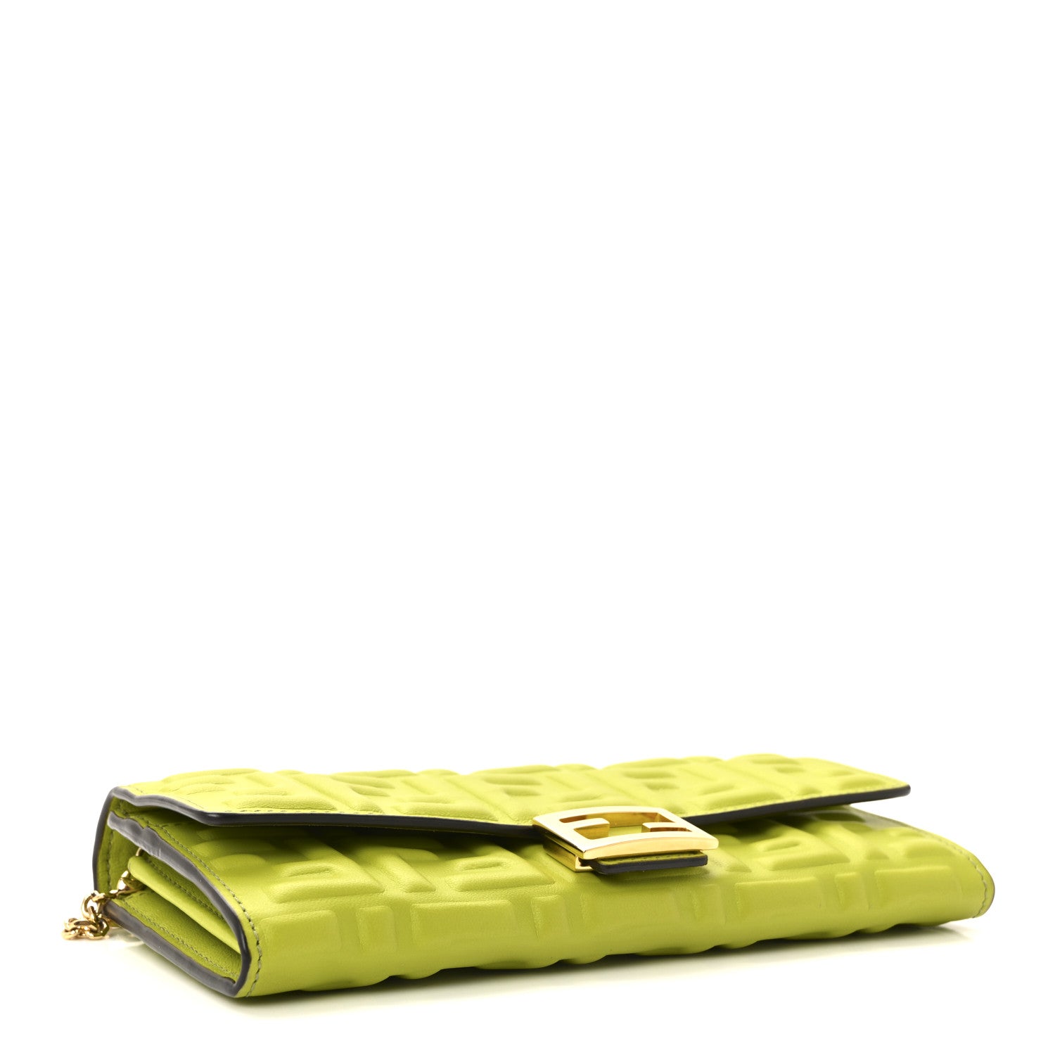 Fendi Nappa Matisse FF Embossed Continental Wallet On Chain Wasabi