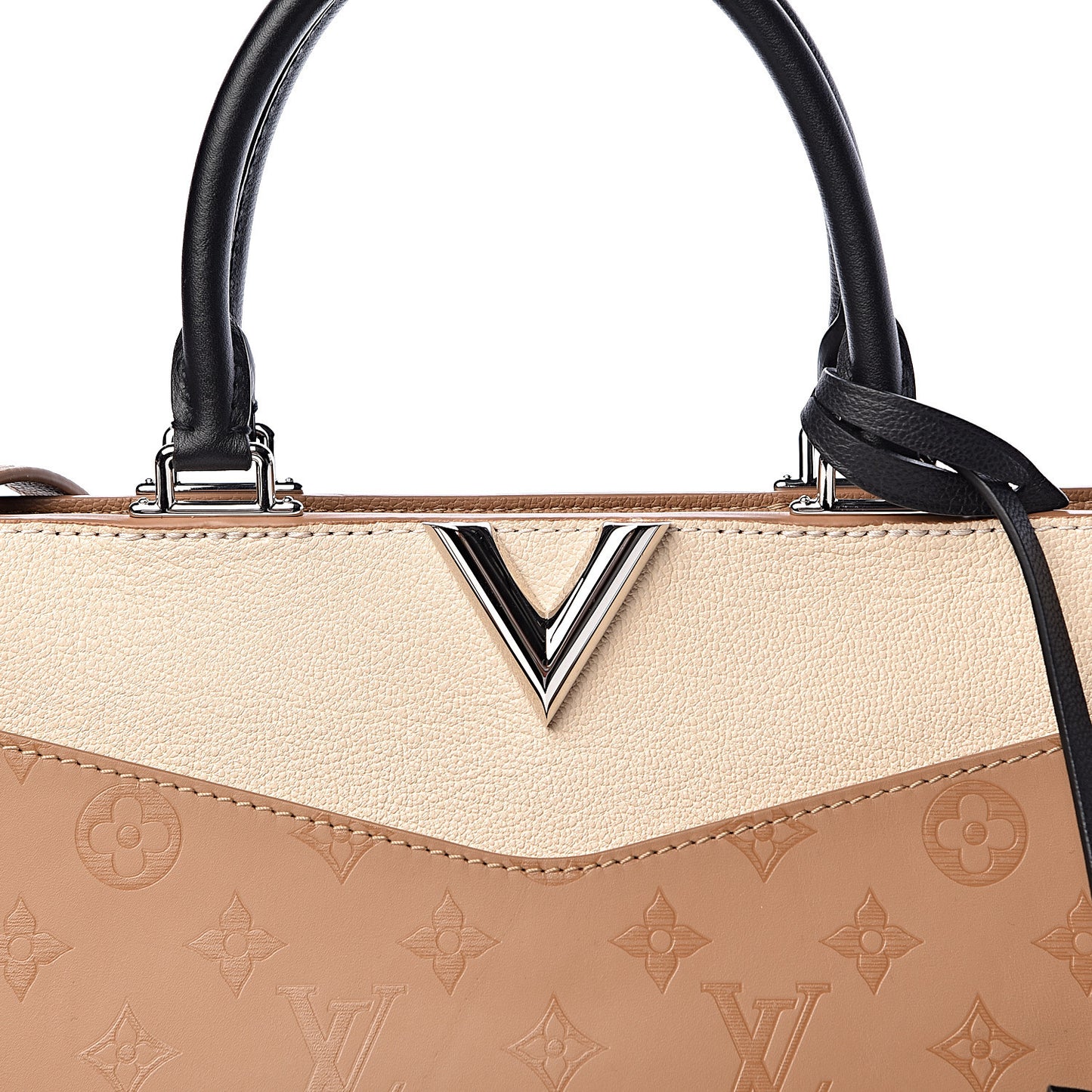 Monogram Cuir Plume Very One Zipped Tote Sesame Creme