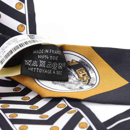 Hermes Silk Colliers Et Chiens Twilly Black Gold White 2 of 4
