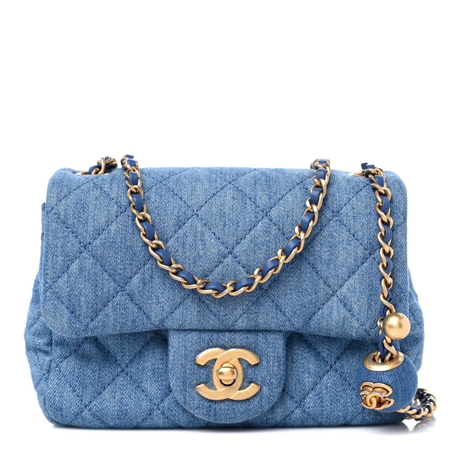 Chanel Denim Quilted Mini Pearl Crush Flap Blue 1 of 11