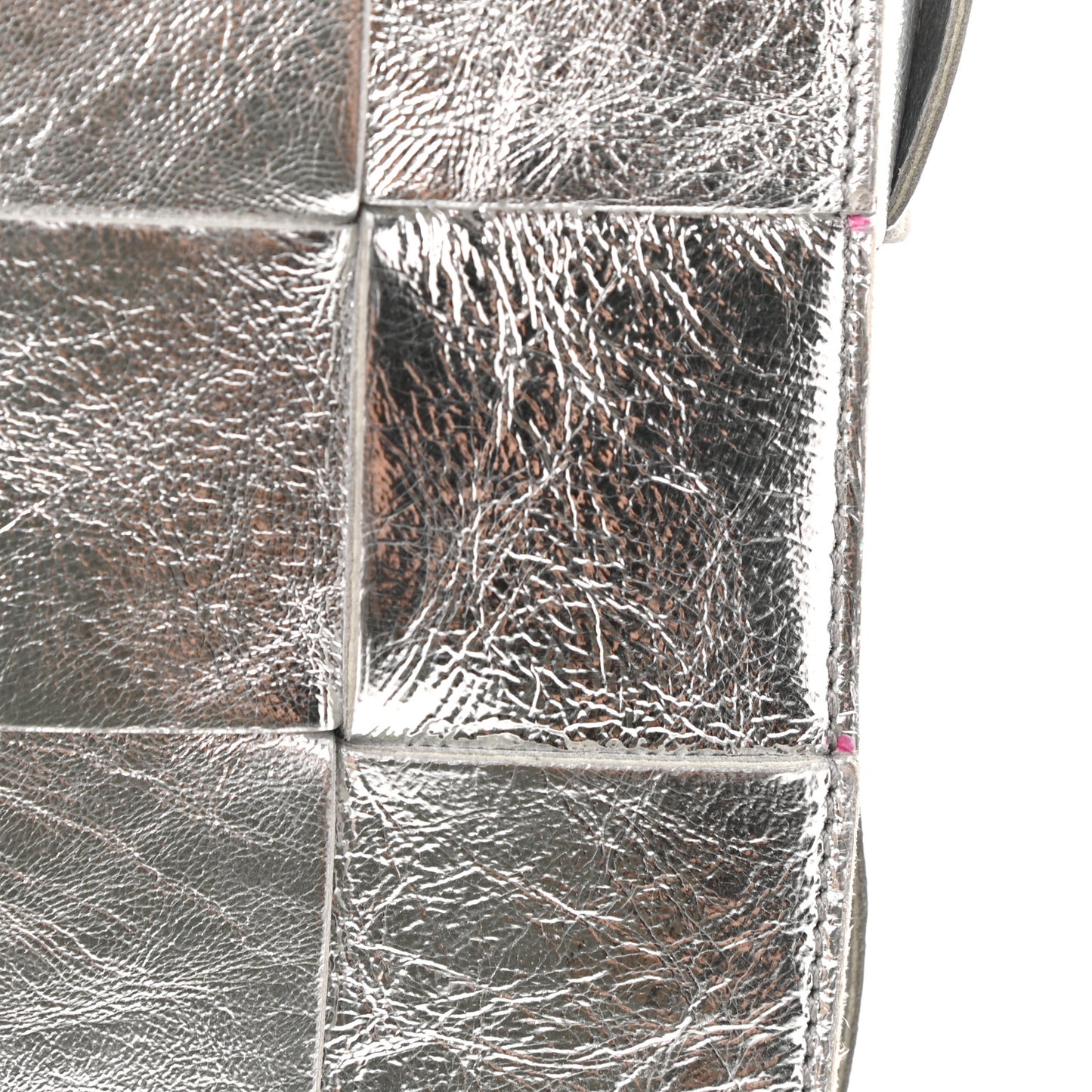 Metallic Lambskin Maxi Intrecciato Cassette Crossbody Bag Silver