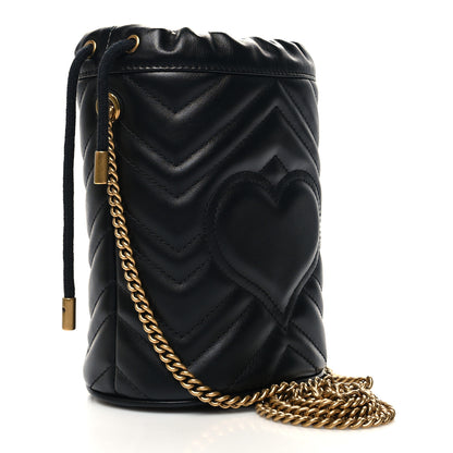 Gucci Calfskin Matelasse Mini GG Marmont 2.0 Bucket Bag Black 3 of 10