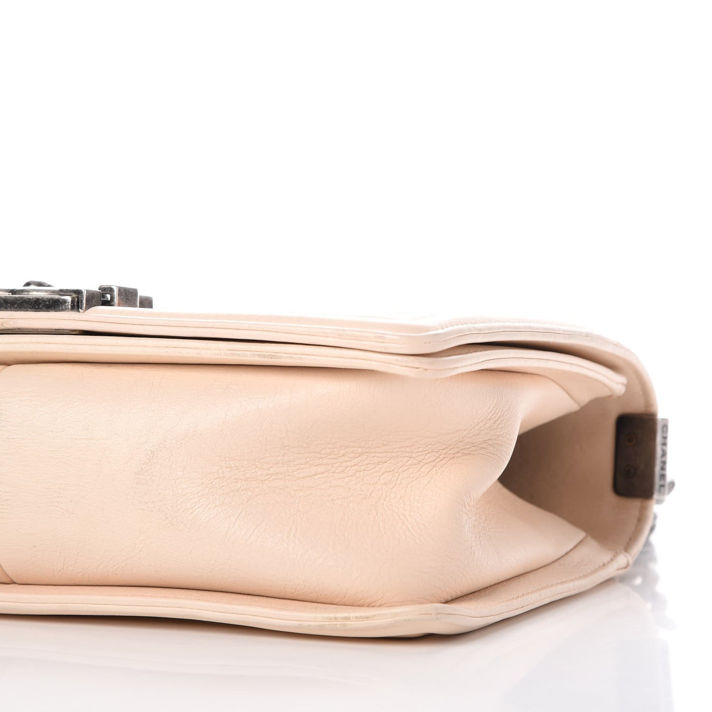 Calfskin Quilted Double Stitch Medium Boy Flap Beige