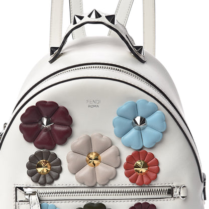 Fendi Vitello Century Nappa Flowerland Studded Mini Backpack White Ice Multicolor 8 of 10