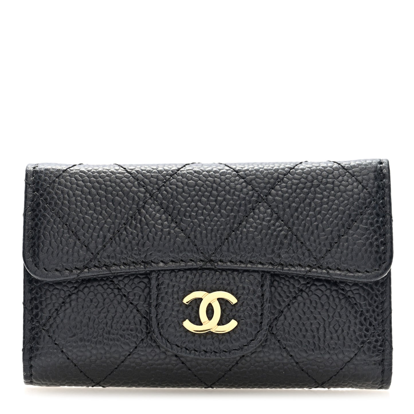Caviar Quilted 6 Key Holder Black