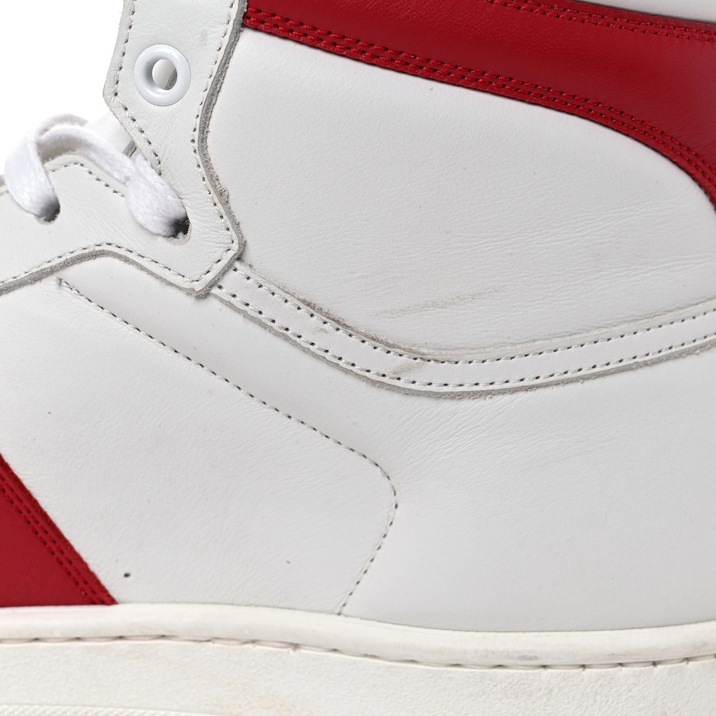 Calfskin Court Classic SL/10H High Top Sneakers 43 White Red