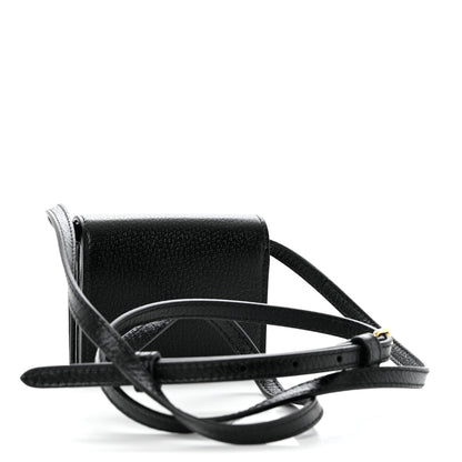 Gucci X ADIDAS Textured Dollar Calfskin Trefoil Horsebit 1955 Card Case Wallet With Strap Black Off White 2 of 9