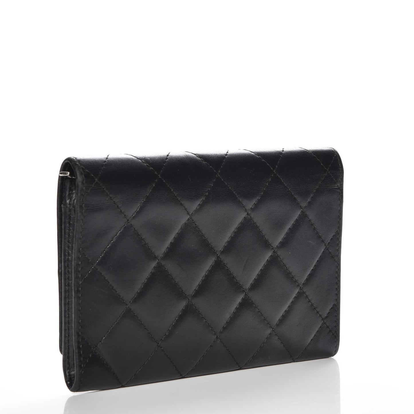 Calfskin Quilted Cambon Flap Wallet Black