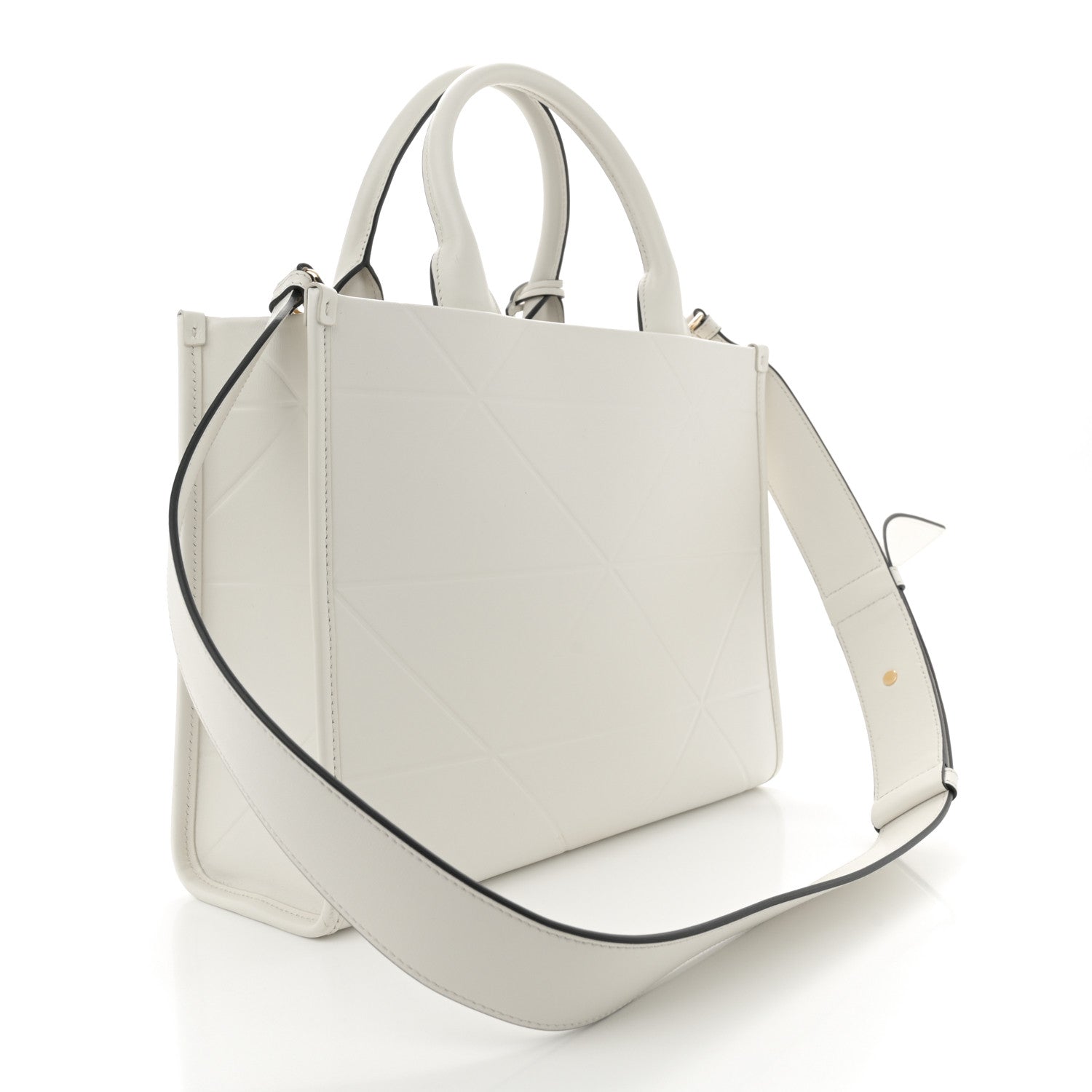 Prada Soft Calfskin Triangolo Symbole Embossed Small White 3 of 10