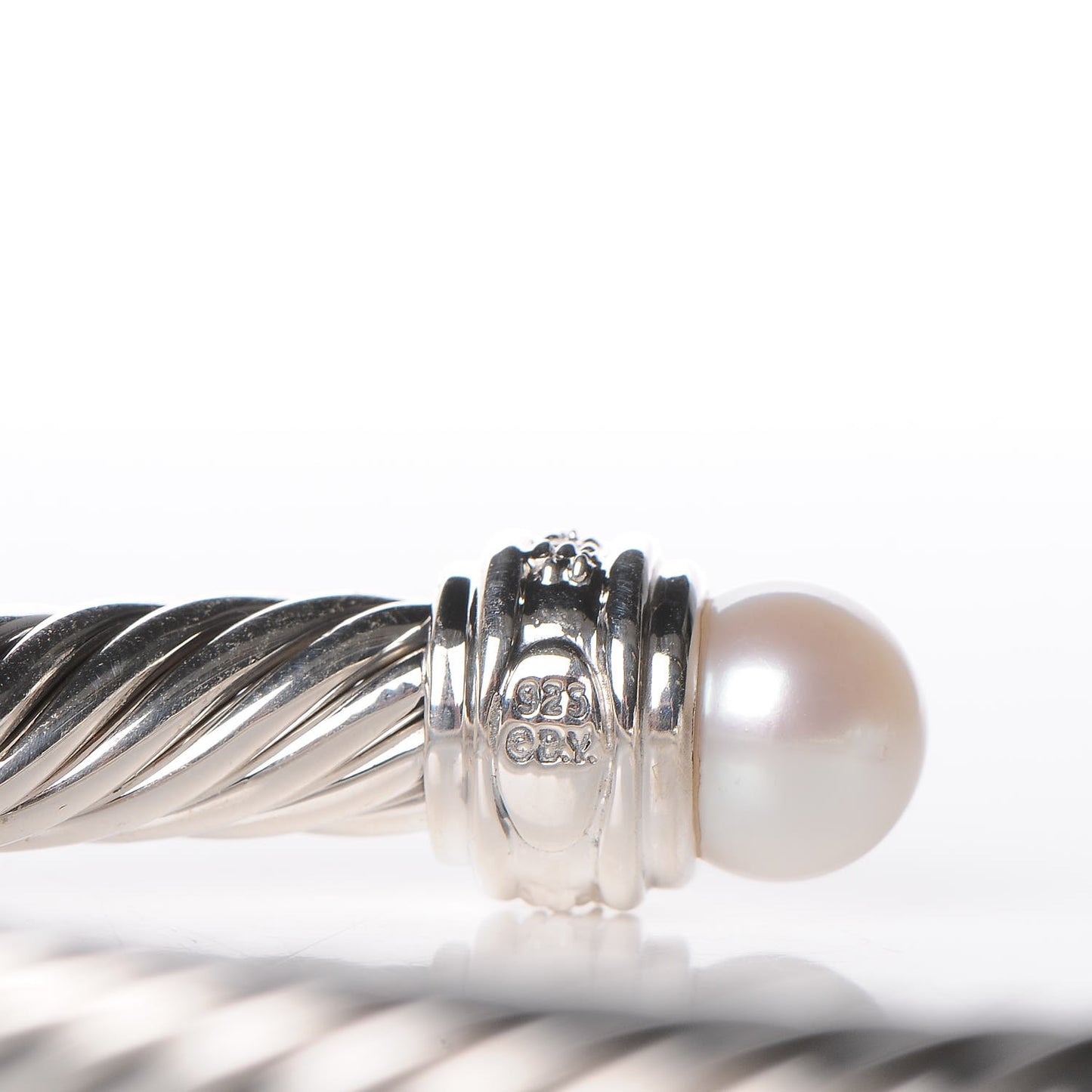 Sterling Silver Diamond Pearl 7mm Cable Classics Bracelet