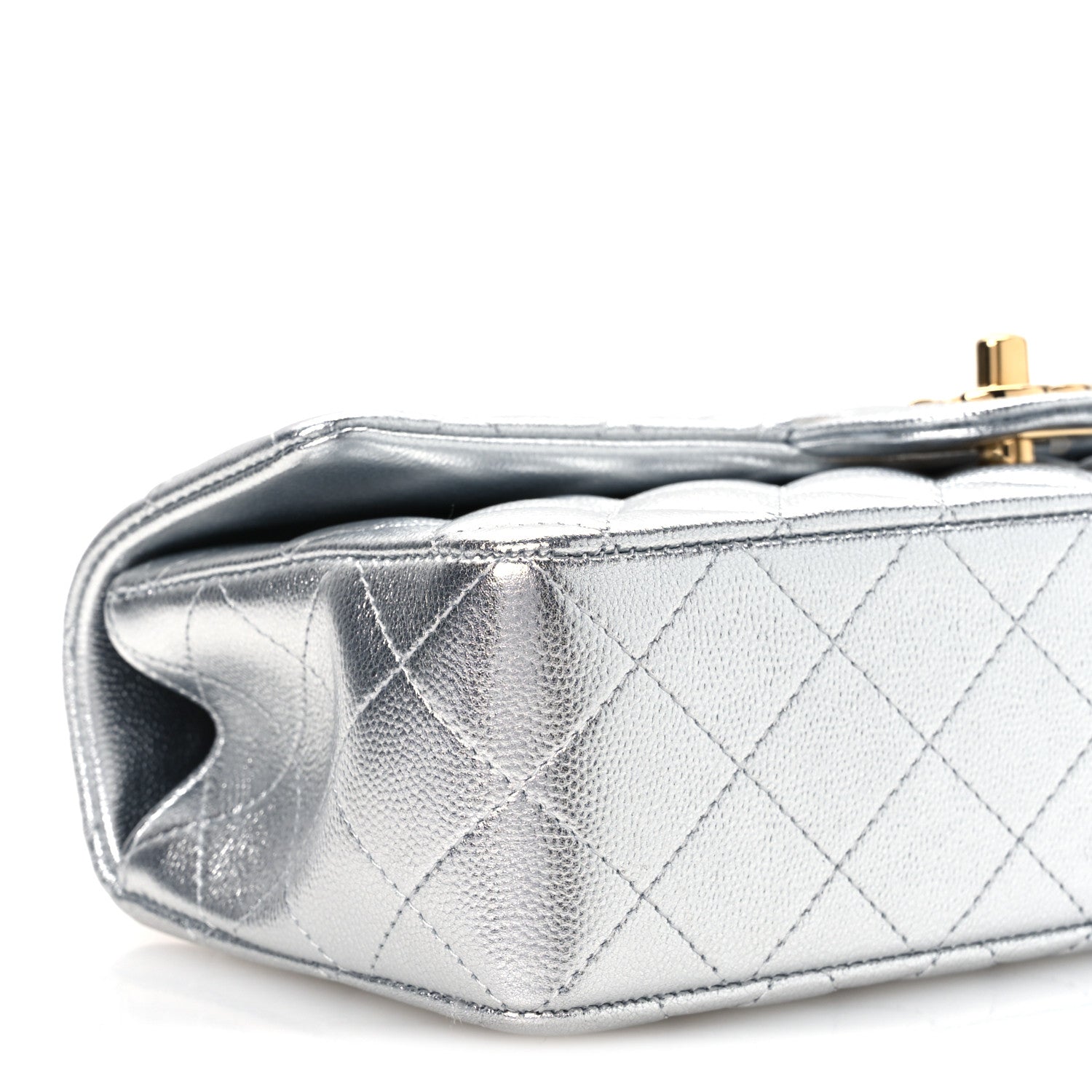 Chanel Metallic Caviar Quilted Top Handle East West Flap Silver 10 of 12