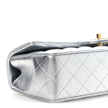 Chanel Metallic Caviar Quilted Top Handle East West Flap Silver 10 of 12