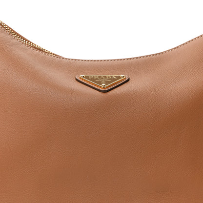 Prada Soft Calfskin Large Aimee Shoulder Bag Caramel 7 of 9