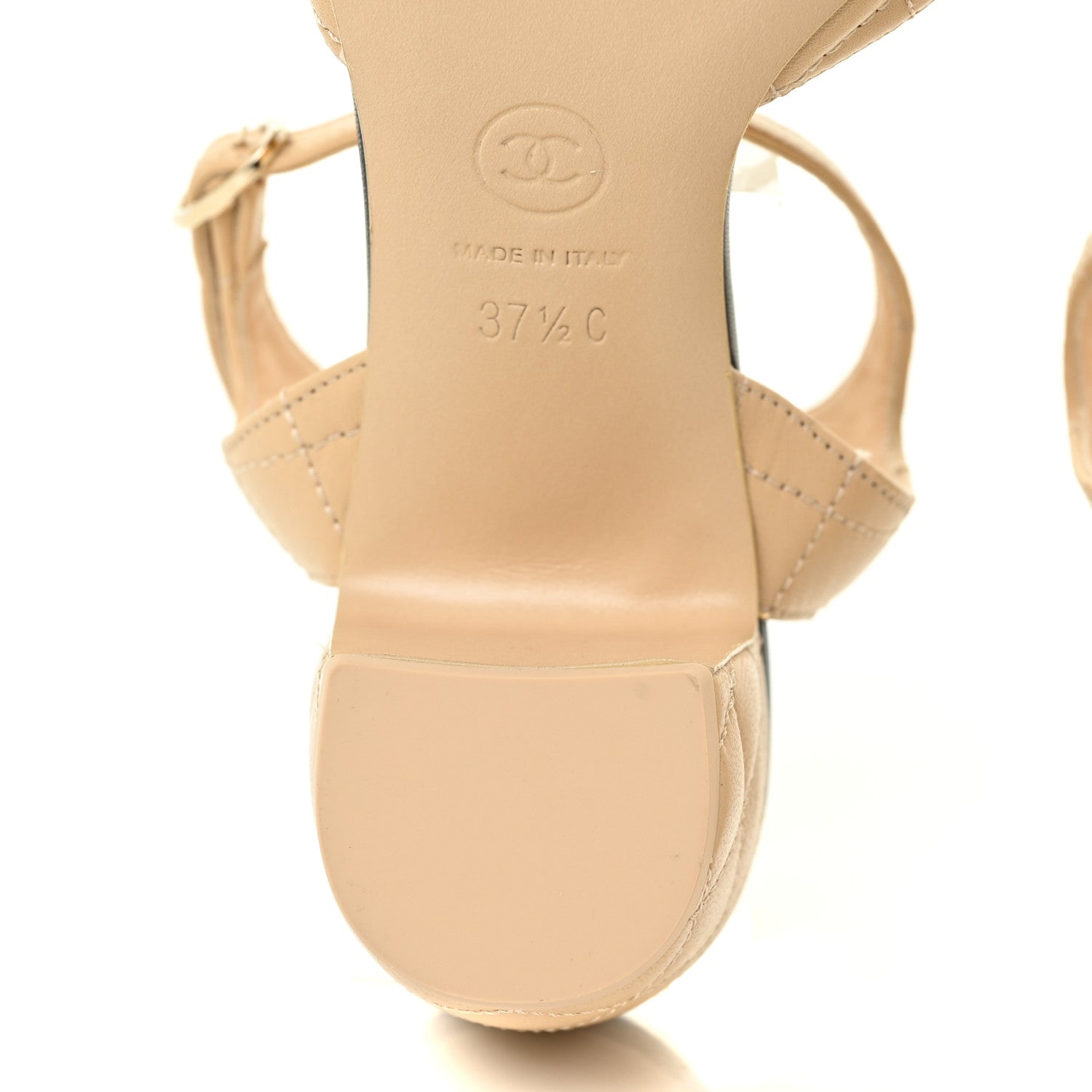 Chanel Lambskin Quilted Camellia Ankle Strap Pumps 36.5 Black 37.5 Beige 9 of 14