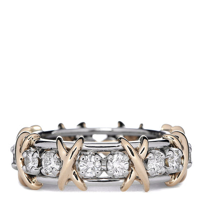 Tiffany Platinum 18K Yellow Gold Diamond Schlumberger Sixteen Stone Ring 55 7.25 3 of 7