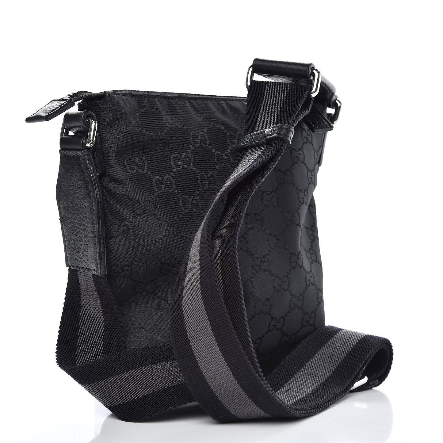 Nylon Monogram Mini Flat Messenger Bag Black