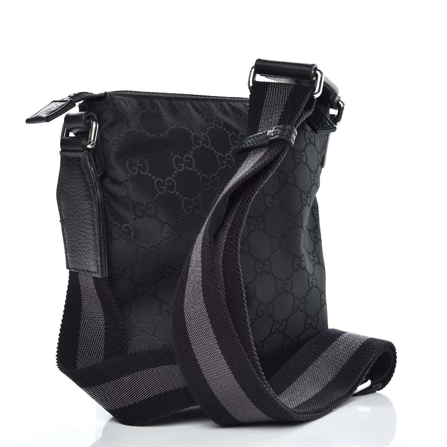 Gucci Nylon Monogram Mini Flat Messenger Bag Black 3 of 9
