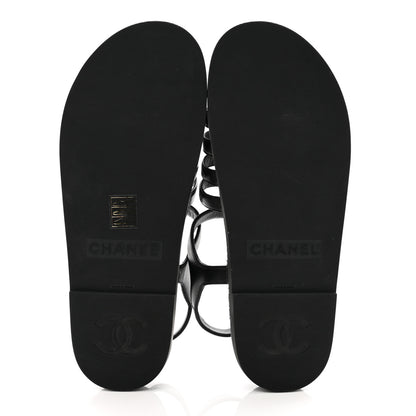Chanel Lambskin Espadrille Sandals 40 Black 5 of 8