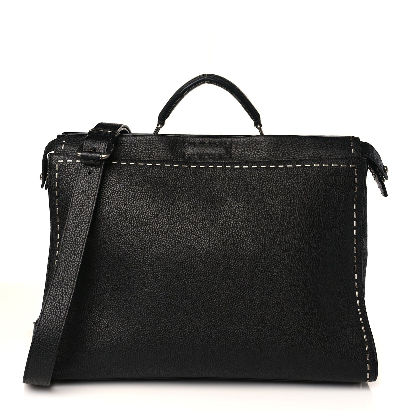 Cuoio Romano Selleria Metal Stitch Large Mens Peekaboo Iconic Essential Satchel Black