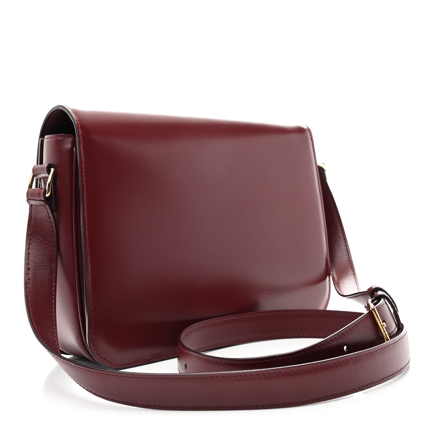 Celine Shiny Calfskin Medium Triomphe Light Burgundy 3 of 10